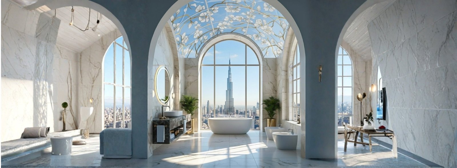 Custom high ceiling prints for dramatic interiors