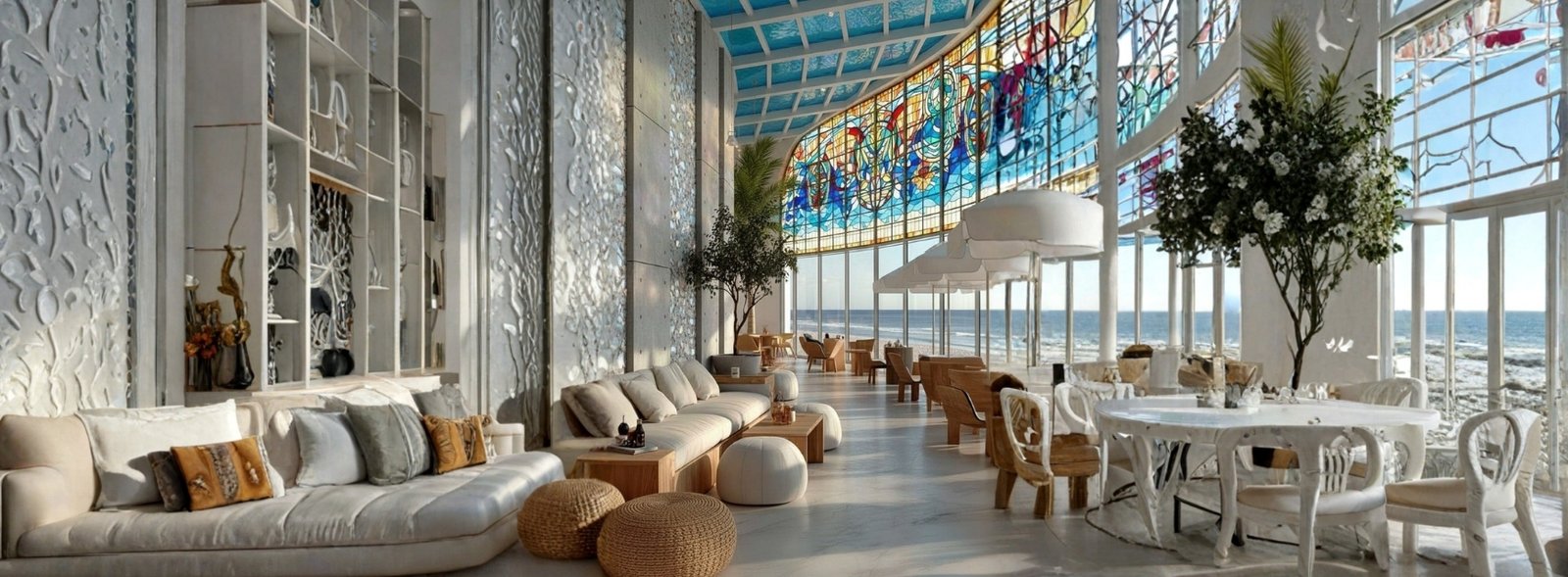 Custom high ceiling prints for dramatic interiors