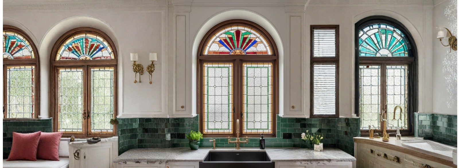 Custom printed kitchen glass windows with stylish designs